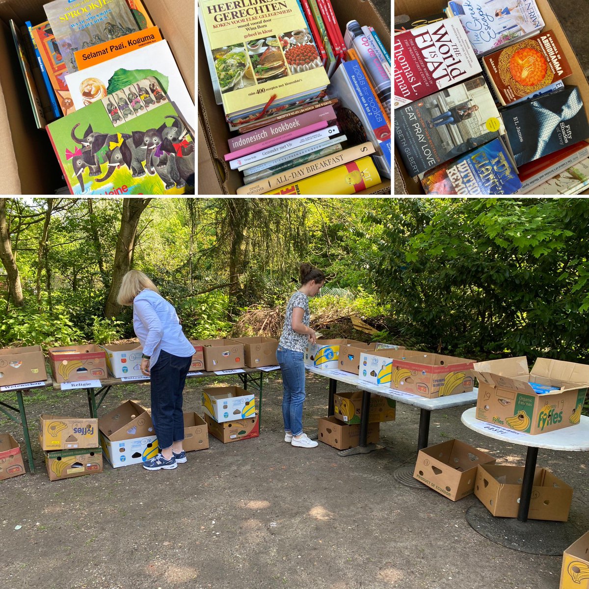 Vandaag laatste sorteerdag voor #boekenbeurs #utrecht. Op #hemelvaartsdag verkopen we #boeken voor het goede doel. Voor elk wat wils: #kookboeken #kinderboeken #literatuur #thrillers #kunstboeken #geschiedenis.