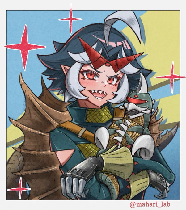 お久しぶりです。 最近の怪獣絵と擬人化ちゃん達を貼らせていただきます今年は初同人誌作成を目指して邁進しております!  #パス味美術館