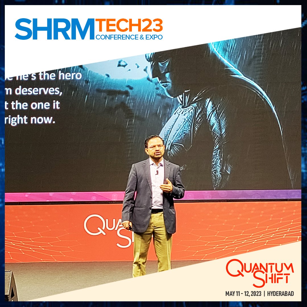 SHRMindia's tweet photo. What a riveting story telling session by Sudarsan Ravi, founder of RippleHire, emphasising on the need to not run after trends but fix the core foundation engine.
#SHRMTECH23 #QuantumShift #Hr https://t.co/gfdyog8VKB