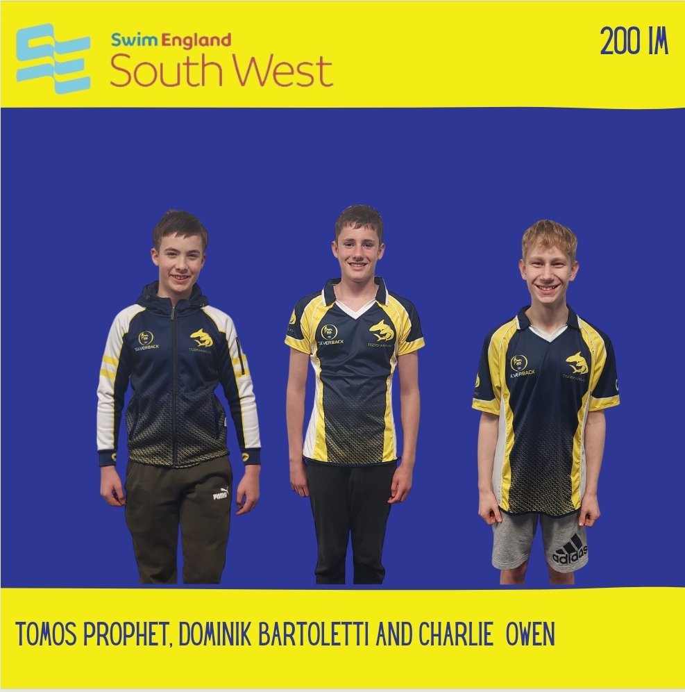 Tigersharks_ASC's tweet photo. 200 IM ⤵️
Tomos Prophet AG 12 8️⃣th
Dominik Bartoletti AG 13 2️⃣nd
Charlie Owen AG 14 6️⃣th
Full house 🃏 Congratulations to all three boys who go through to the finals later this afternoon 👏🦈
#tigersharkssasc #200IM #finalists #southwestregionals #southwestswimming https://t.co/qprYiLU009