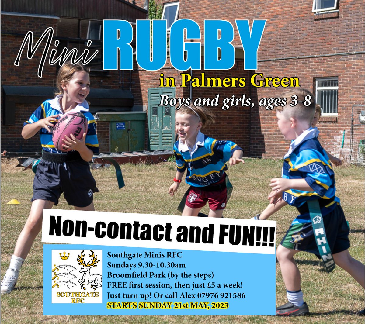 southgaterfc's tweet image. Southgate RFC are pleased to announce that we will be starting back our minis training every Sunday from the 21st May at Broomfield Park from 9:30-10:30am! Everyone welcome to just turn up or contact @alexmeadeditor. We look forward to seeing the next generation of SRFC stars.