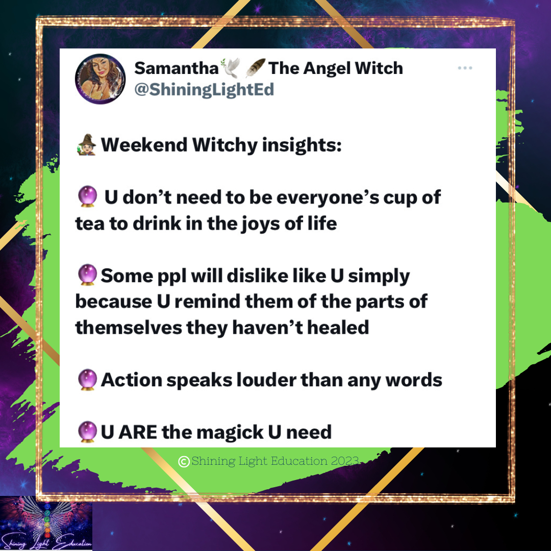 ShiningLightEd's tweet photo. Just dropping some Weekend Witchy insights 🧙🏻‍♀️because we all need some spiritual guidance from time to time and here’s what this week revealed to me. 

🔮If you’re looking for some more spiritual guidance during this time know that as a spiritual mentor and holistic coach tha https://t.co/agOtiZkVAY