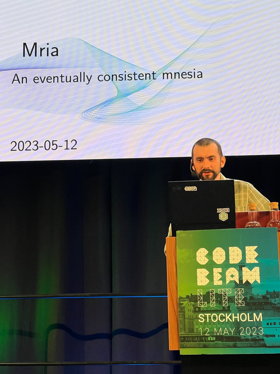EMQTech's tweet photo. We’ve been hungry for events here at @EMQTech Why? Because our senior software engineer 𝐃𝐦𝐢𝐭𝐫𝐢𝐢 𝐅𝐞𝐝𝐨𝐬𝐞𝐞𝐯 just spoke about the functions and advantages of the embedded database #Mnesia for #IoT at the @CodeBEAMio Lite event in Stockhold, Sweden. Were you there? https://t.co/MjRLi9F72U