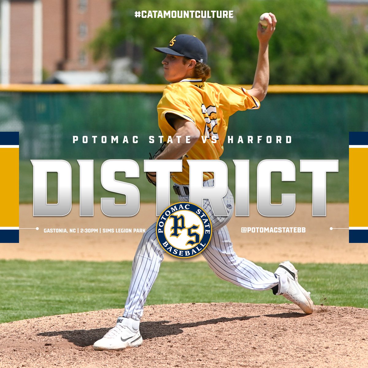 PotomacStateBB's tweet photo. East District D1 Baseball Championship
Saturday May 13, 2023
⚾ Potomac State 🆚 Harford
🕙 2:30PM
📊 https://t.co/zSG0eNoT2n
💻 https://t.co/jx3dCOa207
📍 Gastonia, NC
🏟️ Sims Legion Field 
#CatamountCulture https://t.co/y8c2R31DQT