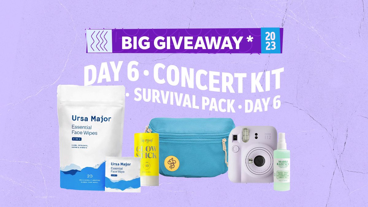 ☀️BIG GIVEAWAY DAY 6☀️ Win this summer festival survival pack, including: Supergoop! Glow Stick, BABOON TO THE MOON Fannypack, Fujifilm Camera &amp; more.

To enter:
-Follow <a href="/Rakuten/">Rakuten</a> on Twitter
-Retweet this post
-Tag up to 5 friends in separate replies
