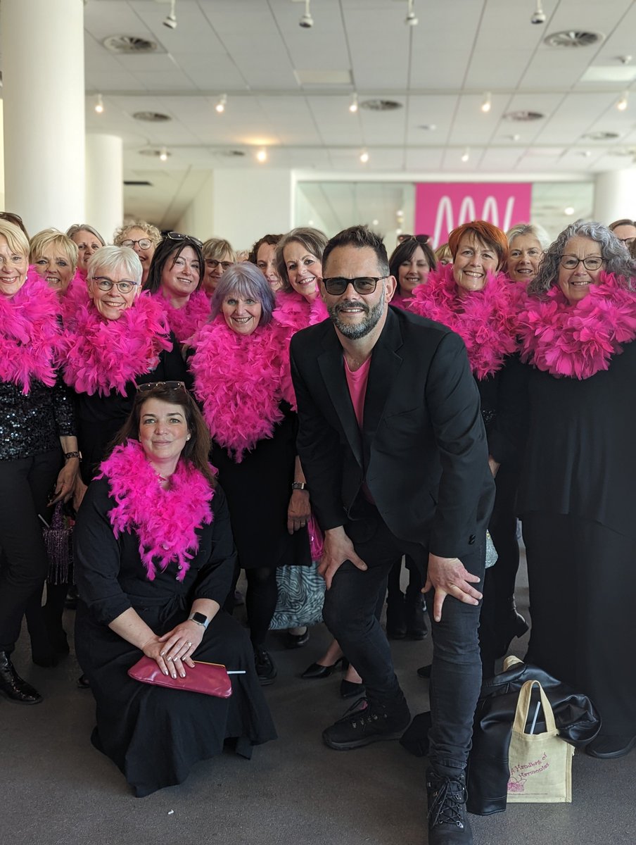 RyanPaton1994's tweet photo. Matt Baker and the ladies of @HandbagHarmony are preparing to serenade people outside the Museum of Liverpool ahead of the #Eurovision grand final https://t.co/IFiUKKBkCP