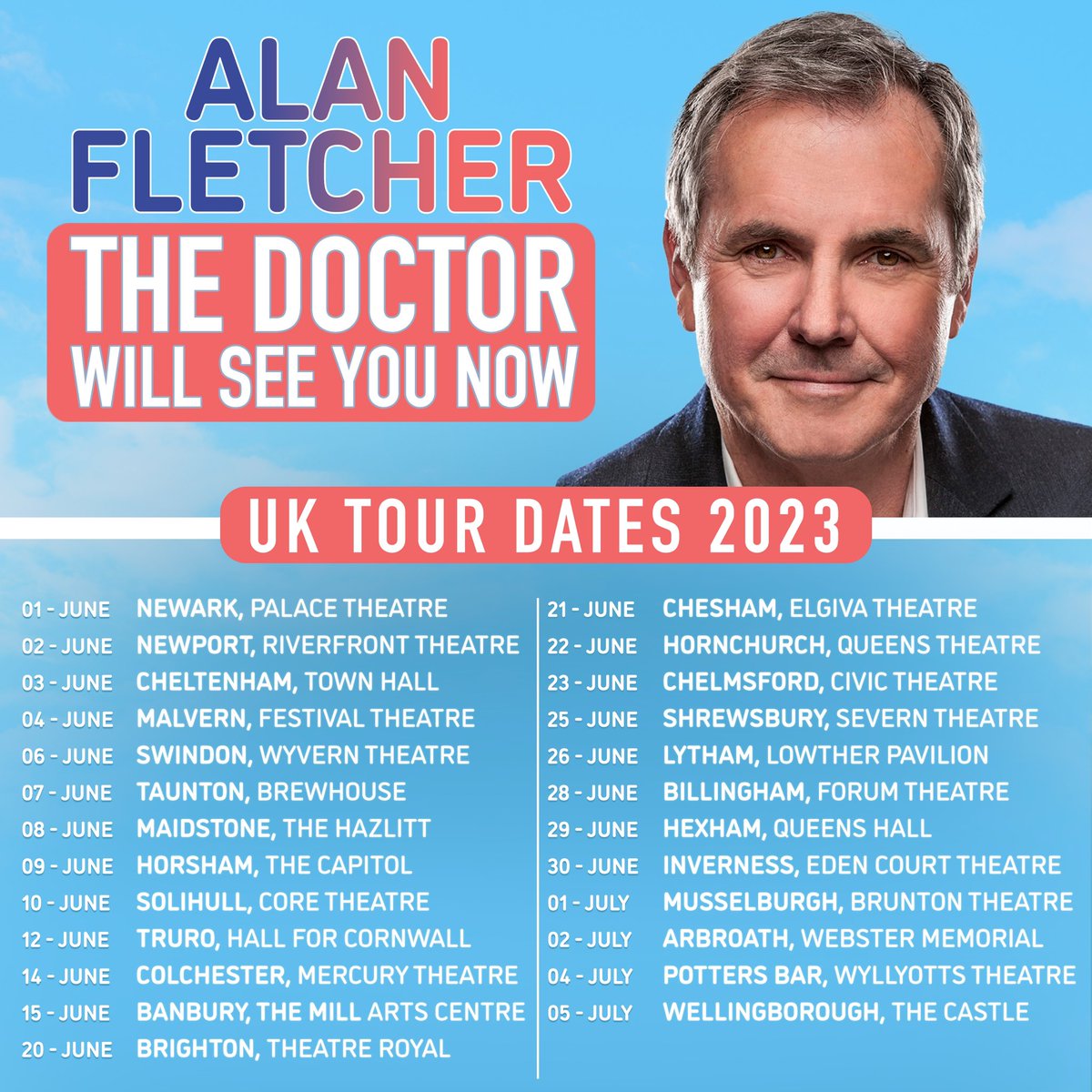 In just 18 days I return to the UK to tour my DR Karl Kennedy show- the Doctor Will See You Now. This is a show packed with @neighbours clips, music and fun chat about my time on the iconic show. Love to see you on my travels. Tickets at alanfletcher.net