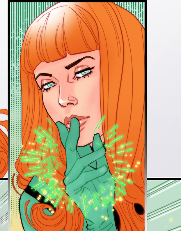 S_Marguerite's tweet photo. Close up on a small panel on #Omen / #LilithClay from #PowerGirl 40 pages #Special #1 coming out this MAY 30th #dccomics #leahwilliams #margueritesauvage #margueritesauvageillustration #comicsart #comicspages https://t.co/A9Gfw4o9cG