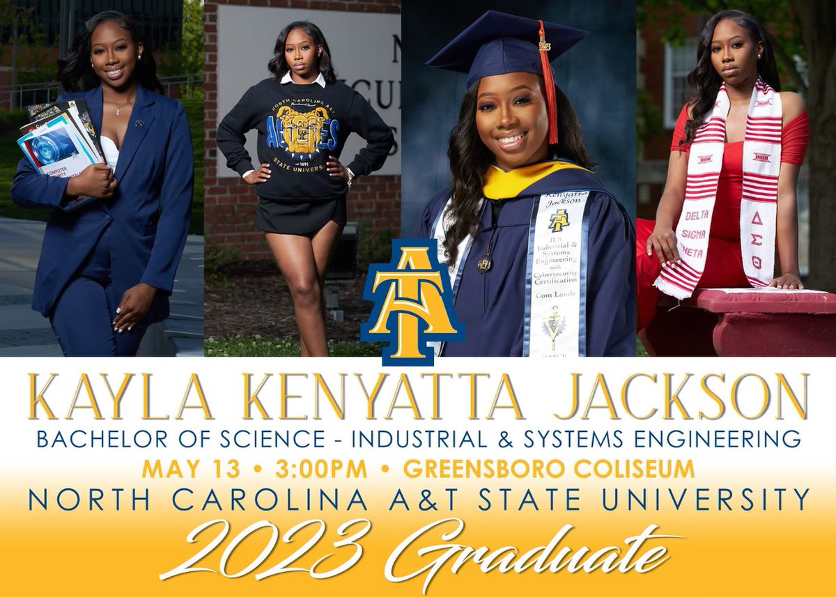 YtashaBee's tweet photo. I officially have a college graduate🎓

✅BS - Industrial &amp; Systems Engineering w/Cybersecurity certification 
✅ Cum Laude
✅ Debt Free
✅ Full-time job offer at a fortune 100 company 
✅Graduate School funded

Thank you A&amp;T💛💙 #AggiePride https://t.co/Wsr5QXV7Dq