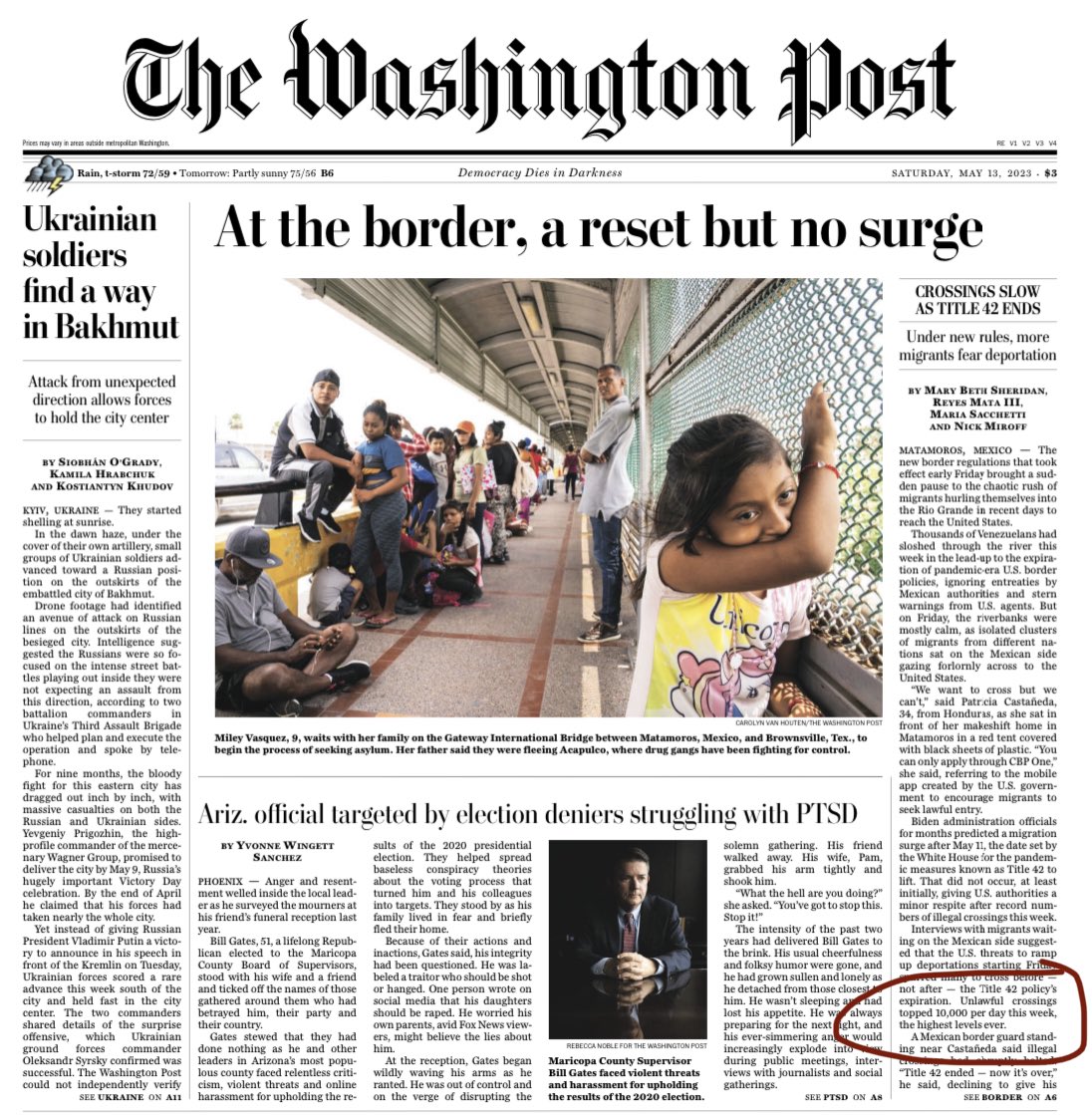 LucasFoxNews's tweet image. “Unlawful crossings topped 10,000 per day this week, the highest levels ever.”