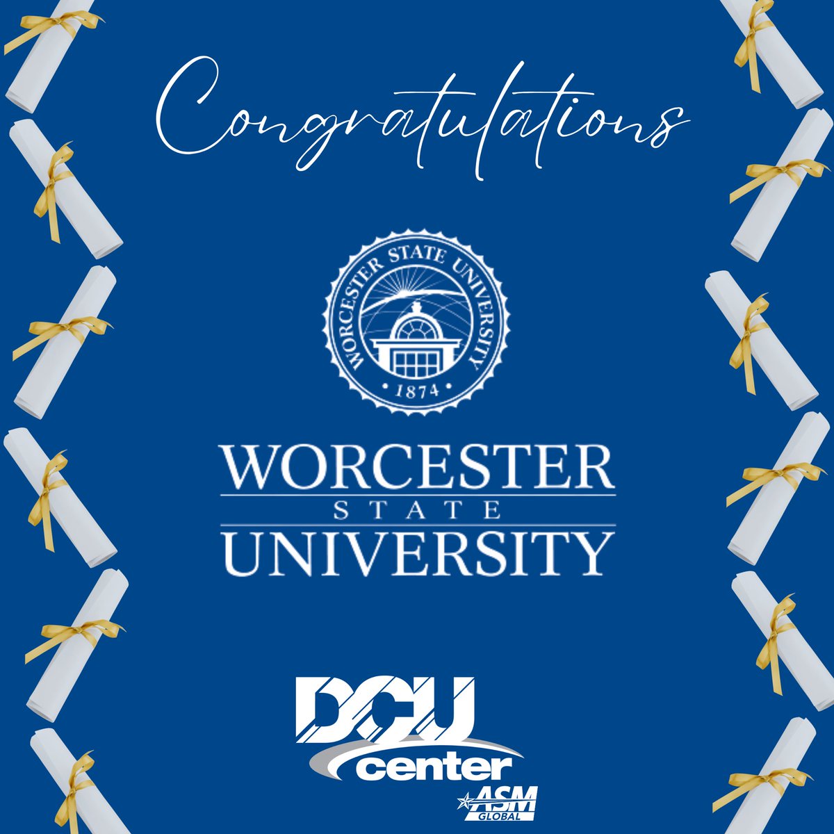 DCUCenter's tweet photo. “The future belongs to those who believe in the beauty of their dreams.” – Eleanor Roosevelt
 
Congratulations to the Class of 2023!
 
#DCUcenter #DCU #ASMglobal #WorcesterMA #Worcester  #graduation #WorcesterStateUniversity #WorcesterState #WSU #WSU2023 #WooState #LancerNation https://t.co/3nb4JpSYbs