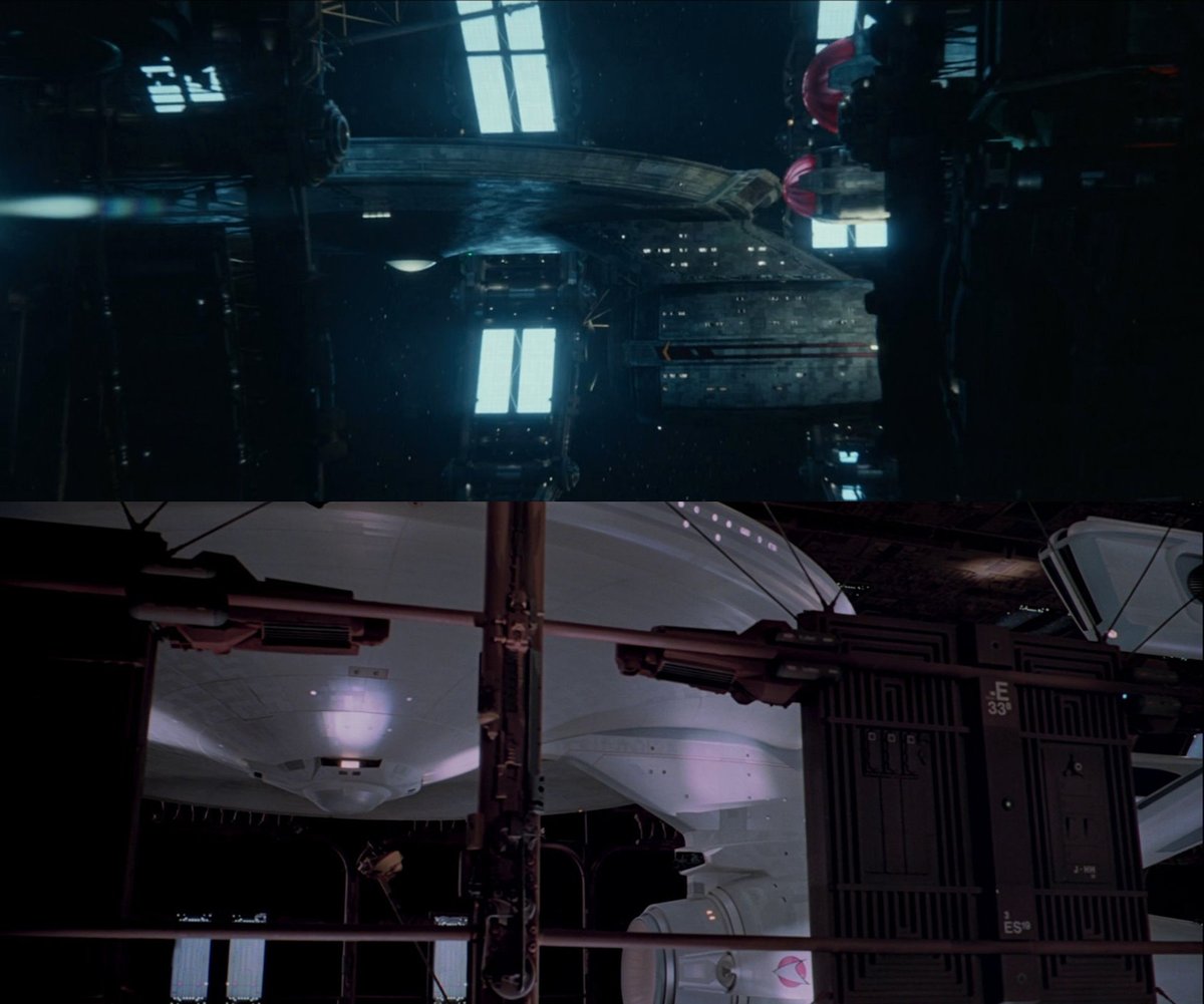 gaghyogi49's tweet photo. I love these beautifully mirrored scenes of the USS Enterprise launching from drydock in the #StarTrekSNW episode "Strange New Worlds"⬆️ and "Star Trek: The Motion Picture"⬇️. I can't wait for season 2 to air, only 33 days! :-) https://t.co/opzWeSv0cg