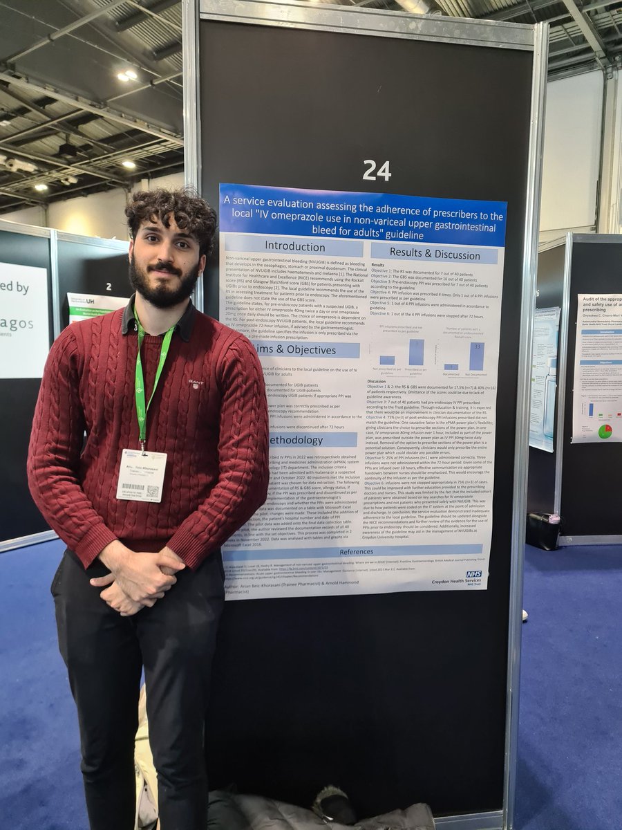 Our lovely trainee pharmacist, Arian, with his poster at #CPCongress.  Well done. #croydonhealthservices