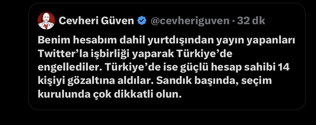 VPN kullanamayanlar için Cevheri Güven’in (<a href="/cevheriguven/">Cevheri Güven</a>) yeni tweeti.