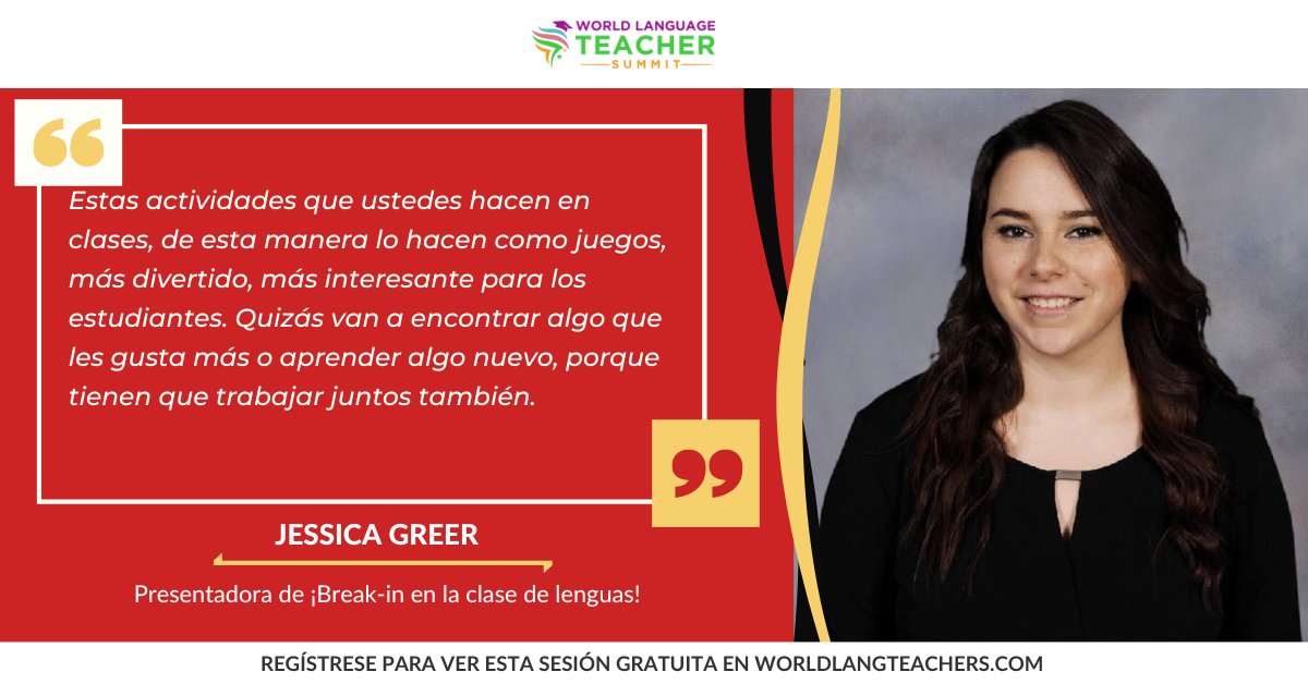 SpeakingLatino's tweet image. Aprende a usar "break-ins" en la clase de español con @signoragreer. Regístrate GRATIS ahora para ver su presentación en worldlangteachers.com #WLTS23ESP #spanishteachers #langchat