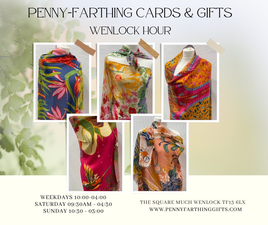 PFarthingShrop's tweet photo. This #WenlockHour we are sharing our range of scarves from Powder! Check out our range of patterns and designs- available in store and online! https://t.co/hOYs0J7wvR https://t.co/rQirIB6Bon
