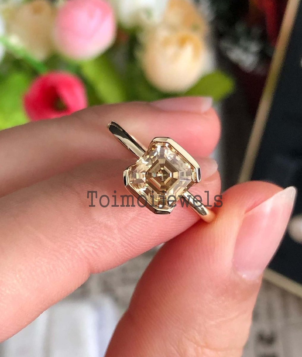 Mdkgems93's tweet image. Excited to share the latest addition to my #etsy shop: Champagne Engagement Ring, Half-Bezel Set Moissanite Ring, etsy.me/42yEt5t #browndiamondring #brownmoissanitering #asschermoissanitering #asscherdiamondring #bezelring #engagementring #weddingring