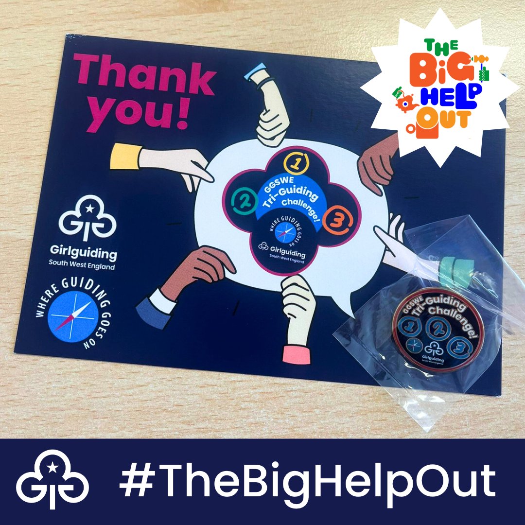 🎉We're spreading thanks to the non-Guiding members who have taken on the #GGSWETri-GuidingChallenge!  Pin badges will soon be shipped  to those who have successfully completed the challenge! 💌 Keep letting us know when non-Guiding members complete the challenge! #TheBigHelpOut