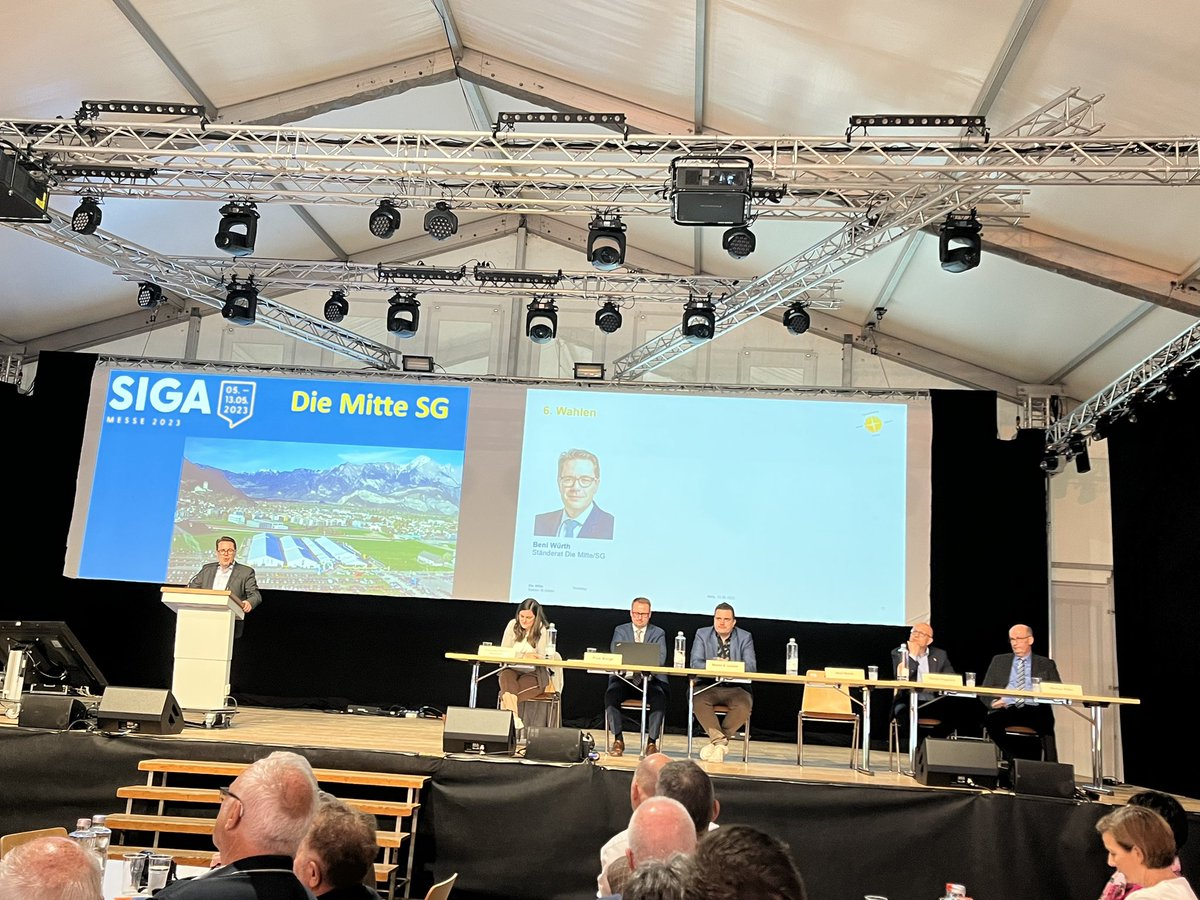 Parteitag der Die Mitte SG an der SIGA-Messe. Die Mitte SG geht mit Schwung in den Wahlkampf #AufbruchDieMitte #CHWahl23