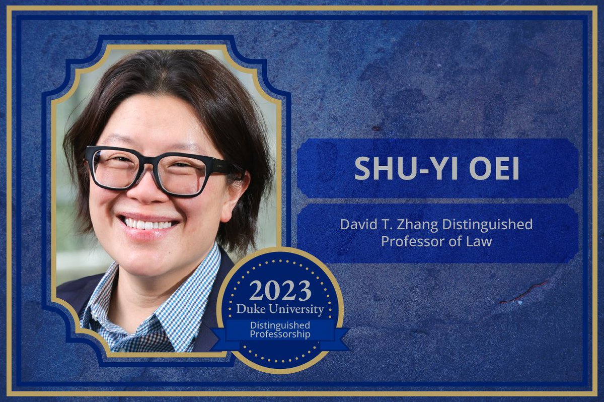Congratulations to my longtime co-author, Shu-Yi Oei, who has just been awarded the “David T. Zhang Distinguished Professor of Law” chair at Duke University School of Law!! Thrilled to see all of her great work recognized!  #DukeLaw  <a href="/ShuyiOei/">Shuyi Oei</a> 
bit.ly/4119cXJ