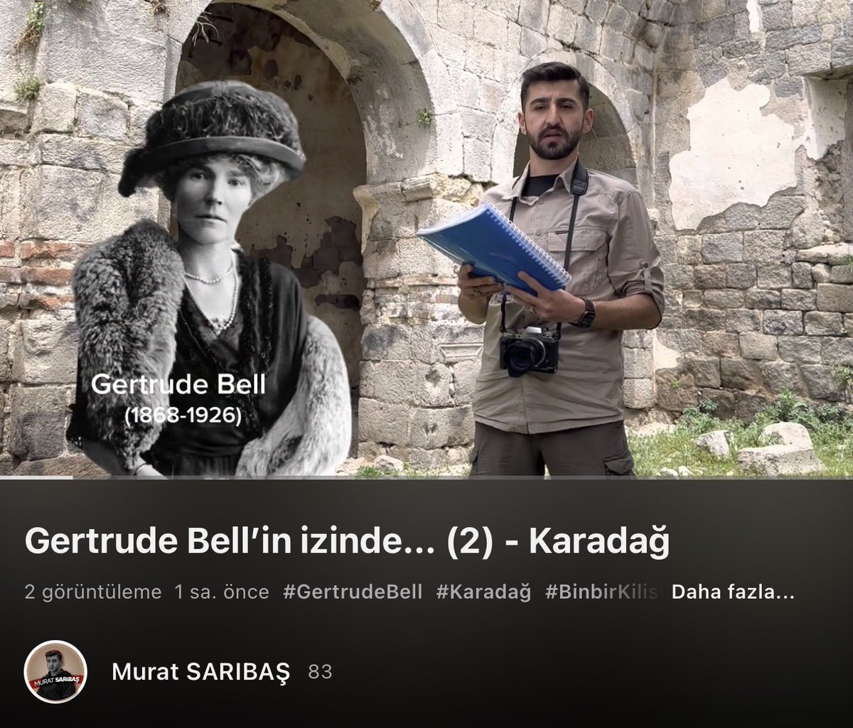 MurattSaribas's tweet photo. 🎉 Vlog yayında!

🇬🇧🇹🇷 1907 yılında, Konya-Karaman arasındaki Karadağ’da arkeolojik faaliyetlerde bulunan İngiliz seyyah, arkeolog ve casus Gertrude Bell’in Karadağ’da izini sürdük. 

Beğenirseniz, paylaşmayı unutmayın. ☺️😎

YouTube: https://t.co/kS7Nud35uq https://t.co/uTa4JvjO0p