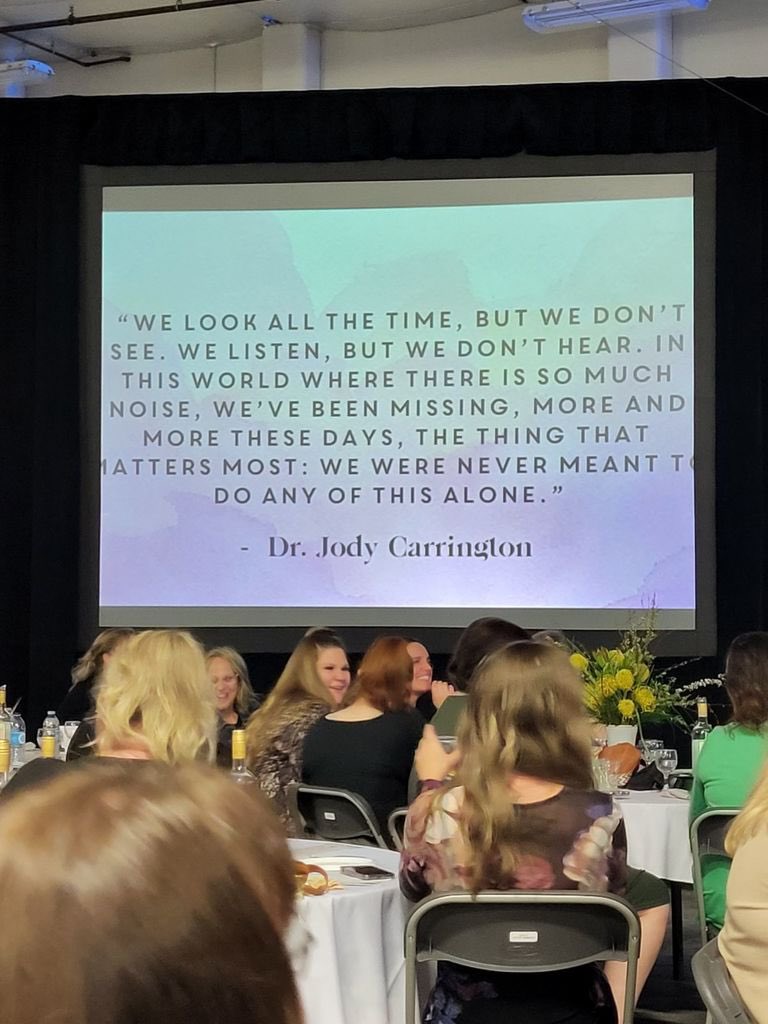 I attended the Humboldt Hospital and Partners gala last night. Dr. Jody Carrington was the guest speaker. She is an awesome speaker. Thank you to everyone who was involved in making this event happen, and thank you very much, Dr. Carrington for encouraging and enlightening us.