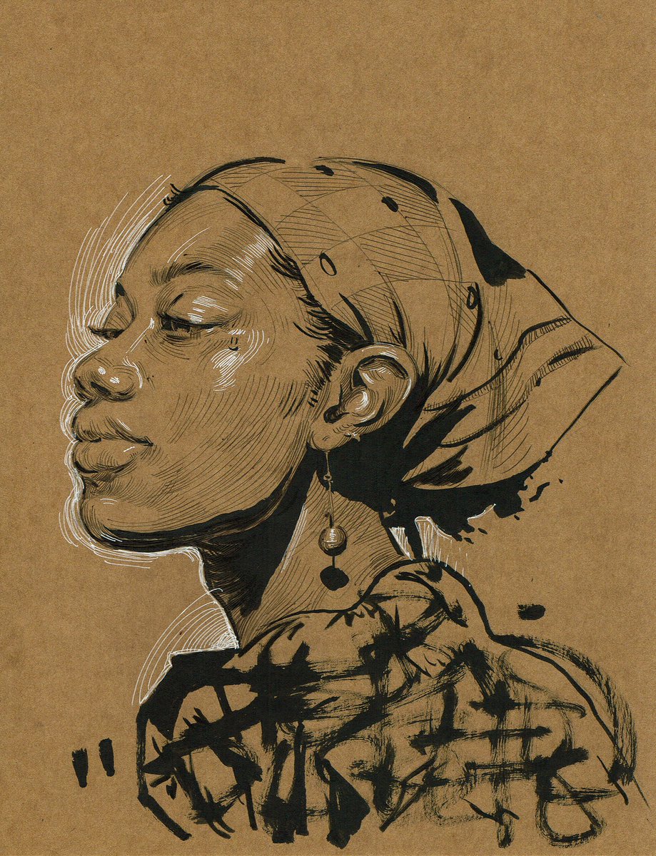 AlvaroEscbr's tweet image. Portrait study in ink on card stock 🖋️