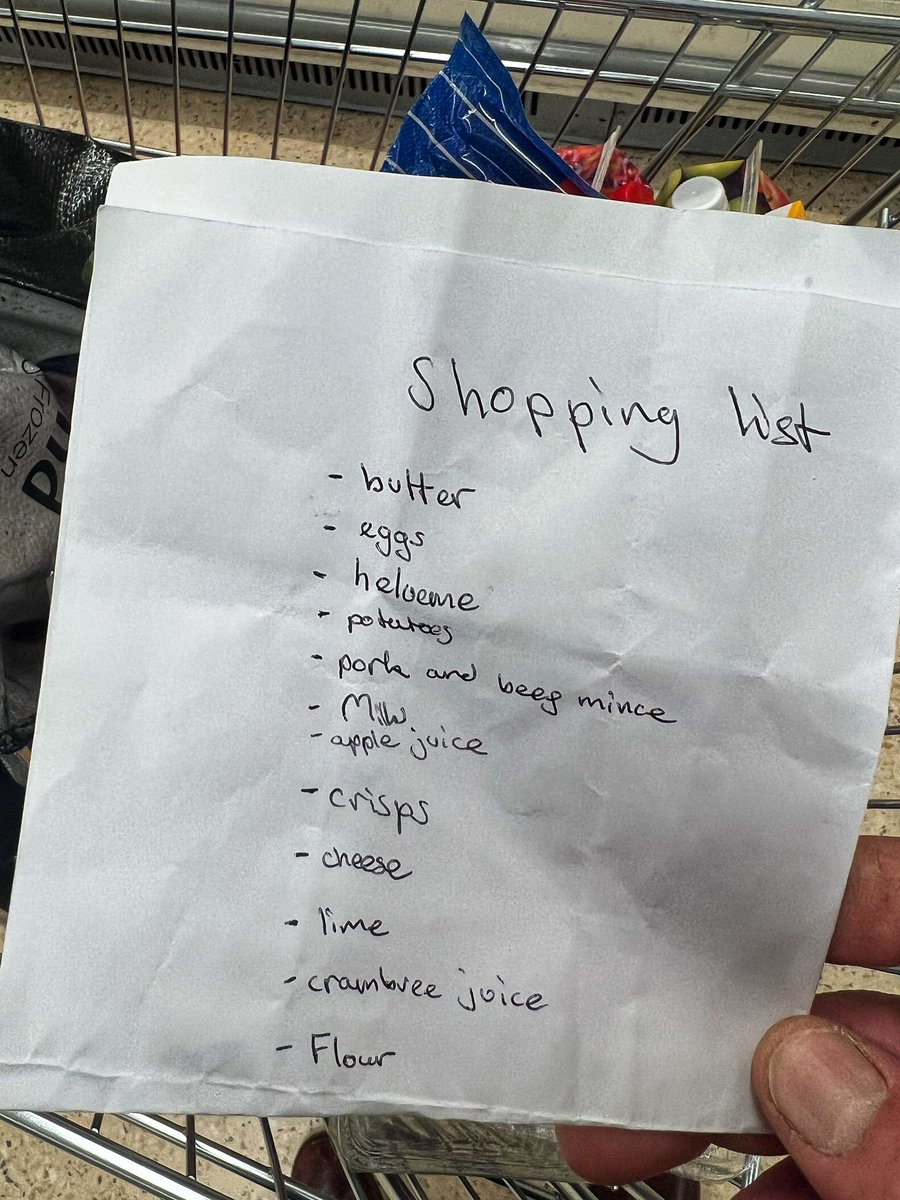 Shopping’s lists 
Reduce waste and unwanted food 
Save money and also make me laugh at my teenage son’s spelling!

#ShoppingLists #Spelling