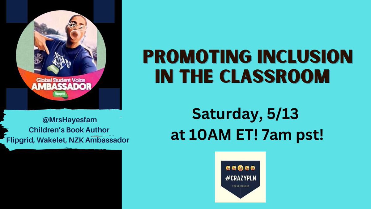 Starting in 20 minutes! Hope you can join #CrazyPLN with @MrsHayesfam as host! 🎉 
#promotinginclusion ❤️