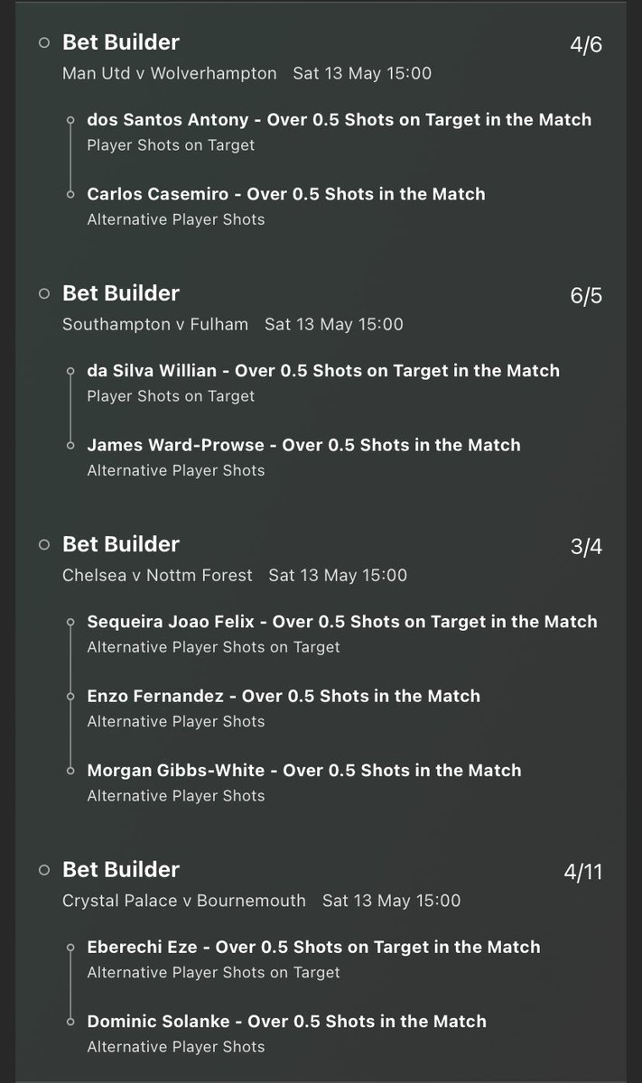 AlphaTipster97's tweet photo. #3pmKickOff #EPL
SHOTS SHOTS SHOTS 🥃⚽️
7/1 shots builder across all 3pm kick off matches https://t.co/yg3KCVzRko