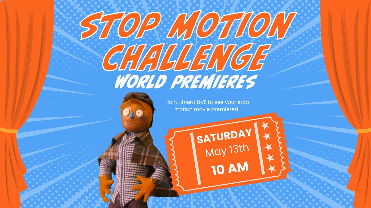 getLitnerd's tweet photo. Every director deserves a world premiere of their movie! At Litnerd LIVE this Saturday, we are hosting a world premiere of the Stop Motion Challenge submissions with a very special guest, the director of Soto &amp; the Scary Crows!

TODAY, May 13th
10 - 11 am https://t.co/lOtIjJ3nOq