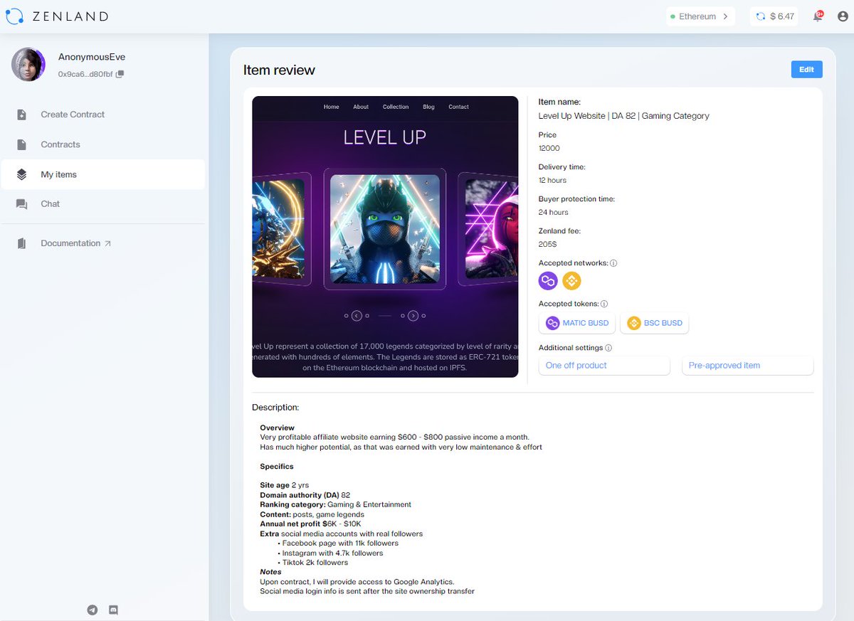 Zenland_app's tweet photo. 🔰Edit or modify the Items in #Web3Store at any time https://t.co/R4AgBoV7wJ