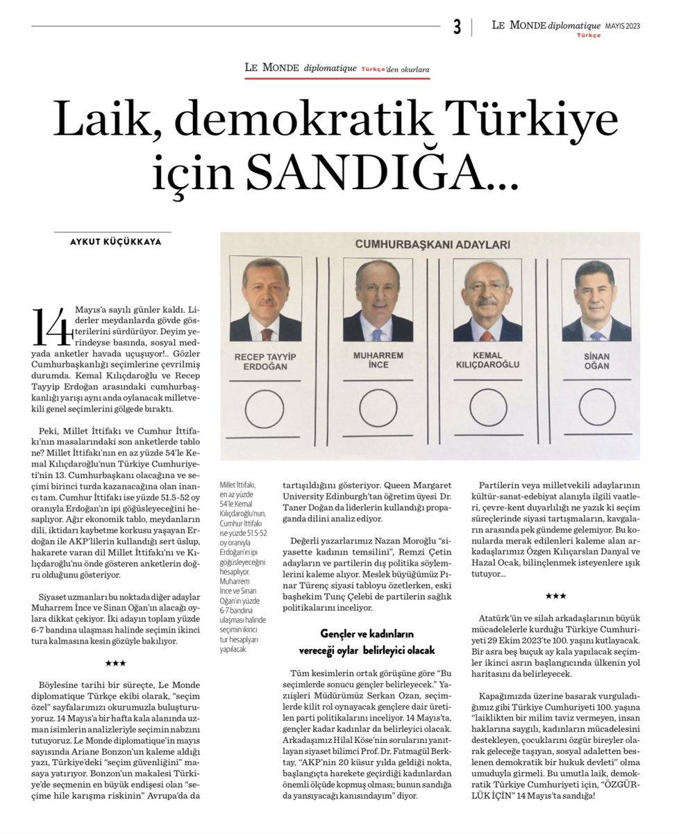 Laik, demokratik Türkiye için yarın SANDIĞA… <a href="/LMdTurkce/">Le Monde diplomatique Türkçe</a>