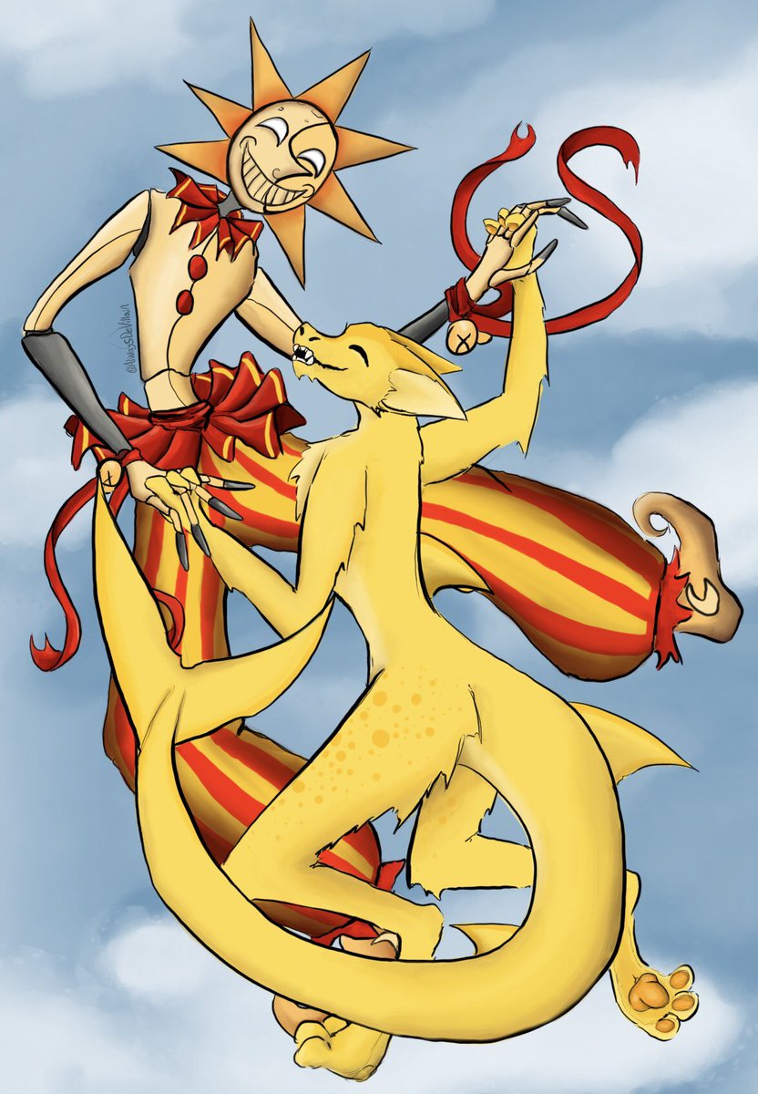 AlwaysDeVillain's tweet photo. Finished piece for the art auction winner @wintermuze! Don’t draw adorable pieces often so this was fun!

#commissionart #artauction #commissionsopen #fnaffanart #daycareattendant #sundropfnaf https://t.co/dDLhgF66Xn