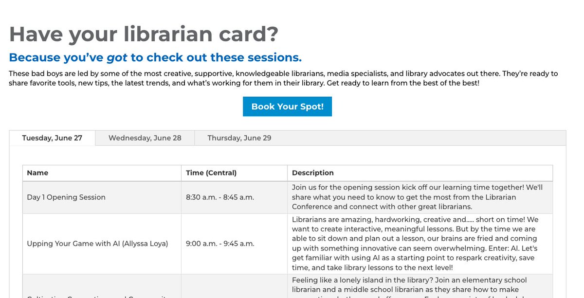TCEA: Have you checked out ALLLLLL the session at the VIRTUAL Librarian Conference happening this summer? 

sbee.link/bxcyj9v7gq 
#librarytwitter #edutwitter #txlchat #edchat #libchat