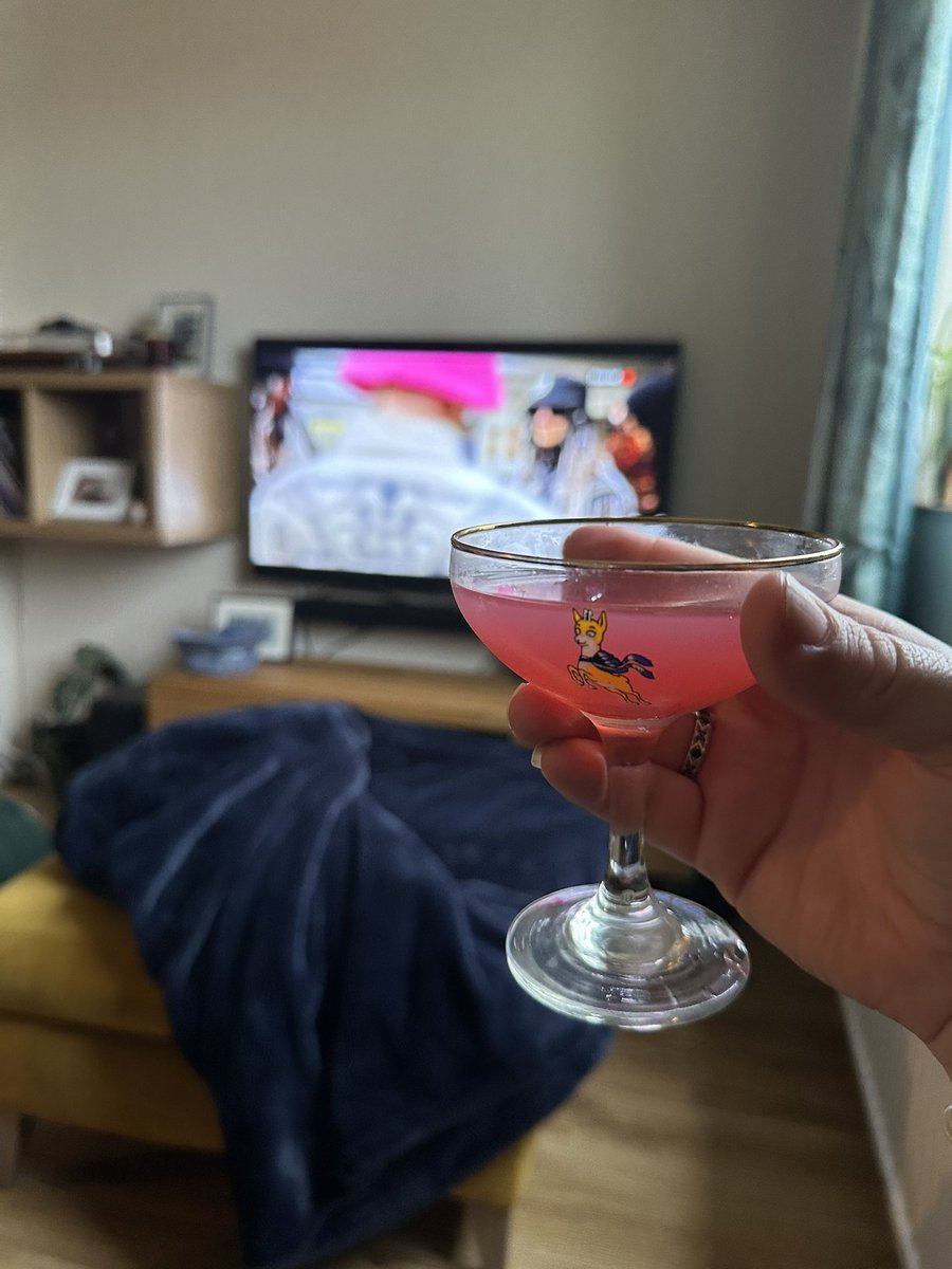 sallyburge's tweet photo. Child is asleep. Cocktail is made. Favourite night of the year #Eurovision https://t.co/yXQtPRm70s