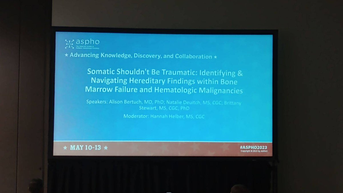Excited that 3 members of the NA and Australian #RUNX1 &amp; IHM Consortium presented a workshop at #ASPHO2023 to help educate other clinicians on when to suspect a heritable mutation like #RUNX1FPD is at the root of a child's heme #malignancy. <a href="/hannahhelberGC/">Hannah Helber, MS, CGC</a> <a href="/nataliedeuitch/">Natalie Deuitch</a>
