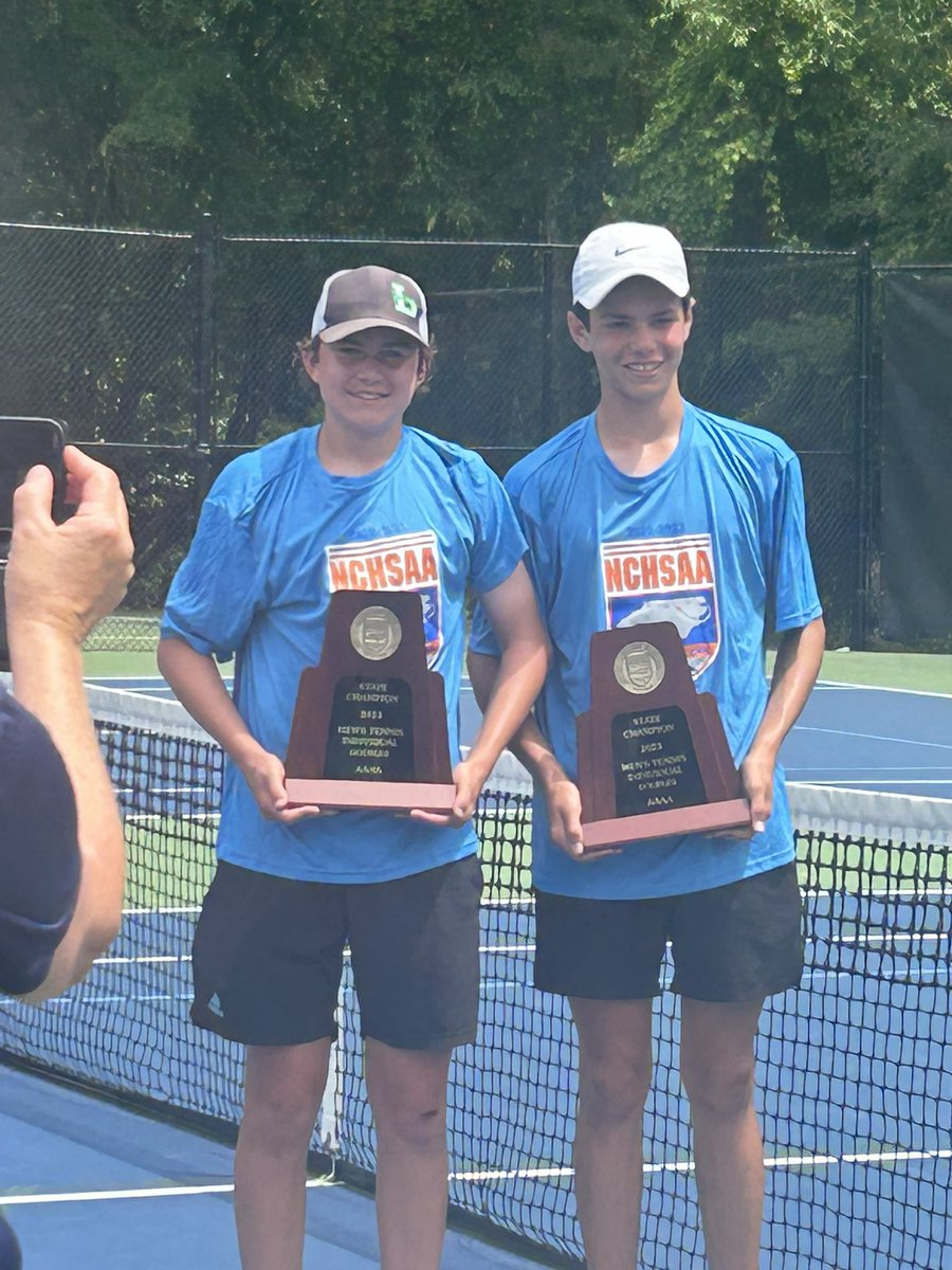 Congratulations to <a href="/PrideTennis/">Leesville Tennis</a> Sammy Presser &amp; Cameron Lange on winning the <a href="/NCHSAA/">NCHSAA</a> Doubles State Championship #Earned #RollPride