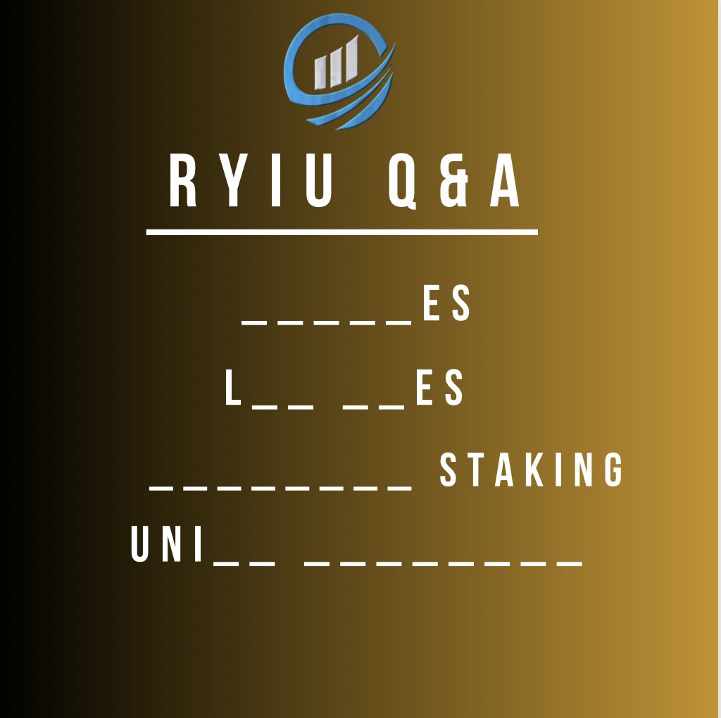 DEFIDASH_'s tweet image. It’s Q&amp;amp;A time🤩

Fill in the gap, Complete these Dasss terms 

Prize : 500 $ Ryiu 💰

First to answer correctly wins

#BITGERTBRISE #ryiu #giveaway