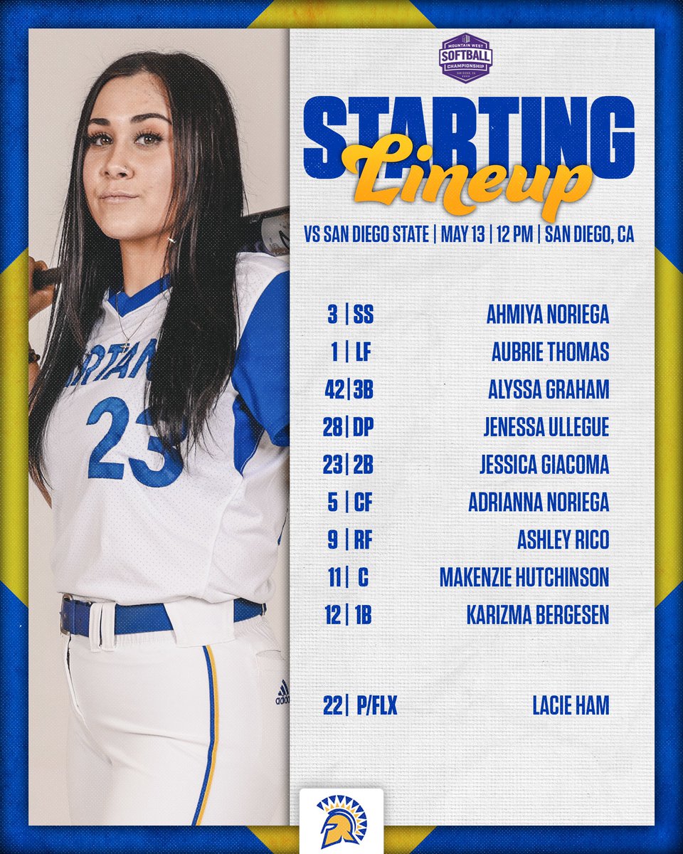 SanJoseStateSB's tweet photo. Starting Lineup for the Championship Game 🏆 

#MWSB | #AllSpartans https://t.co/0No0y05GFD