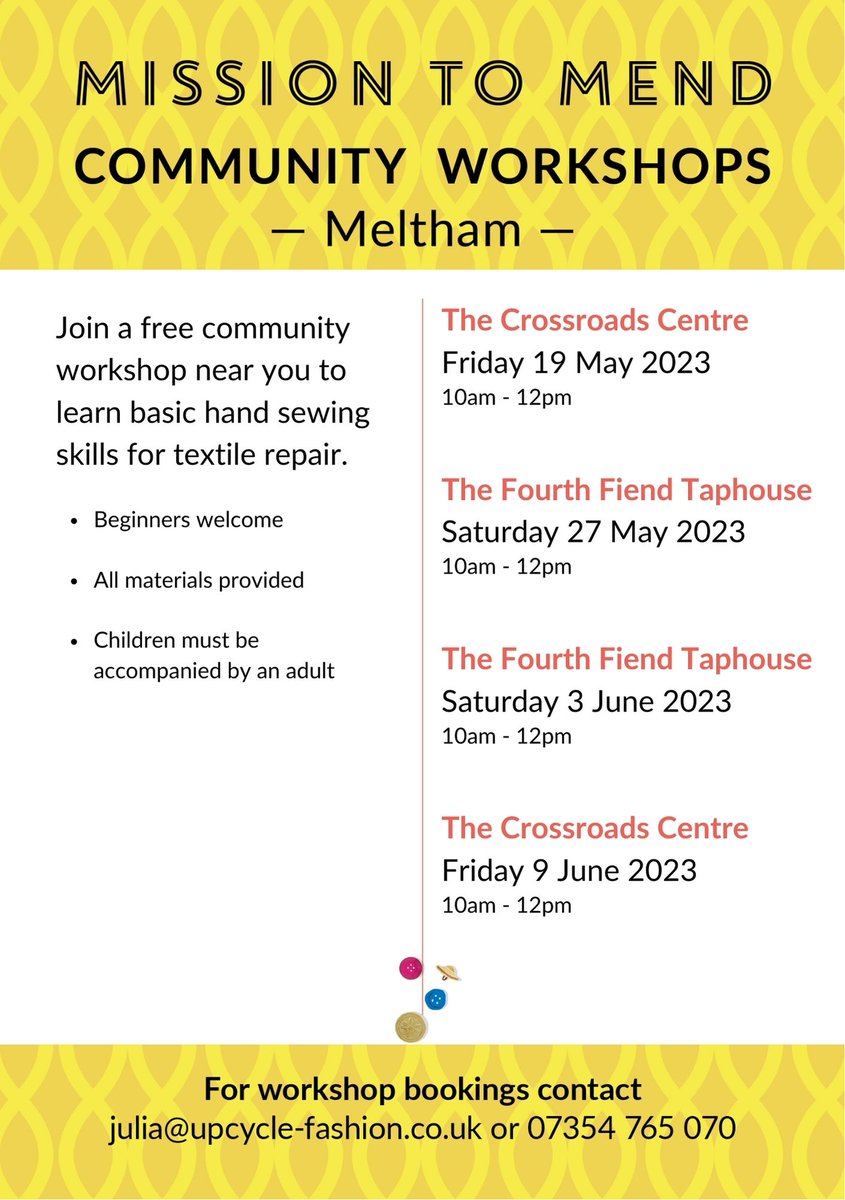 upcyclefashion's tweet image. Mission to Mend is a @WovenInKirklees programme, funded by @HeritageFundNOR with grant funding for #Meltham provided by the Ashley Family Foundation. #MissionToMend brings together FREE sewing workshops &amp;amp; textile Repair Roadshow.#WOVEN23 @melthamceschool @MelthamMoor @MelthamMBA