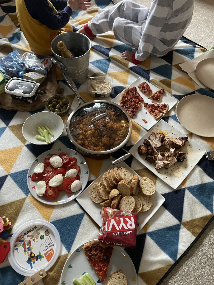 Introducing our boys to the concept of #CarpetSnacks for #Eurovision tonight…