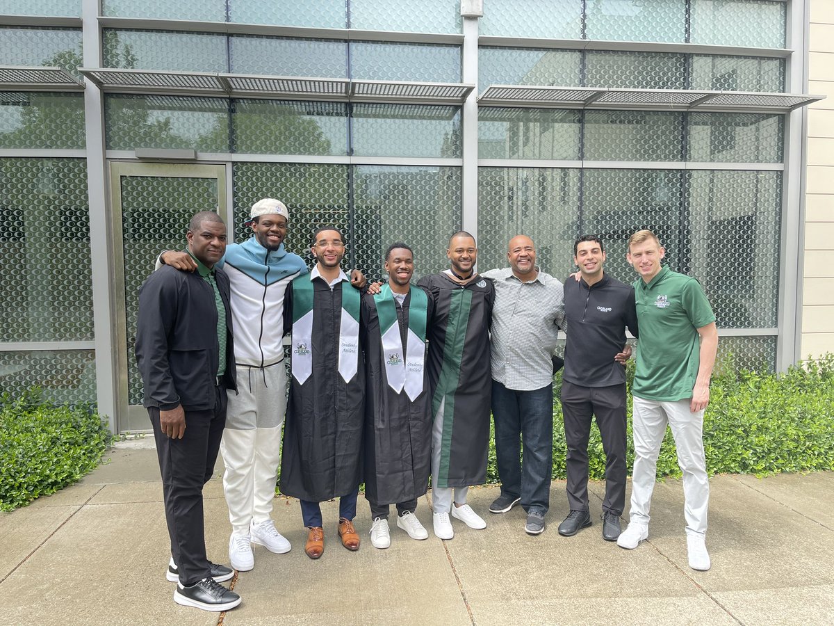 csu_basketball's tweet photo. Special day celebrating our senior class and all of our graduates! 🎓

Congratulations to DP, Yahel and Jelani for earning their degrees today! 

#HEART | #GoVikes https://t.co/X8EhXEyQee