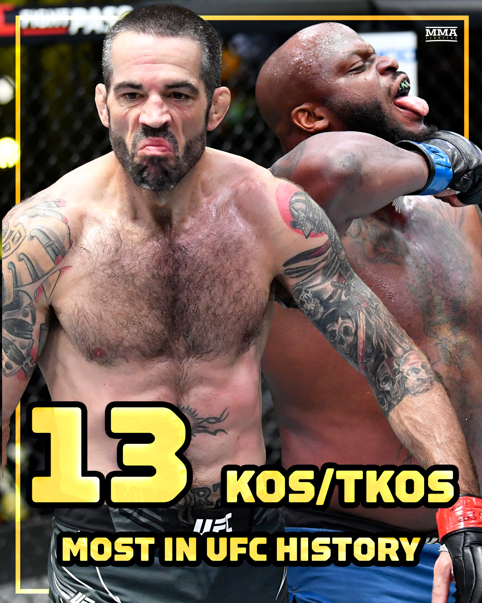 MMA Fighting on X: Matt Brown ties Derrick Lewis for the most KO wins in UFC  history! #UFCharlotte  / X