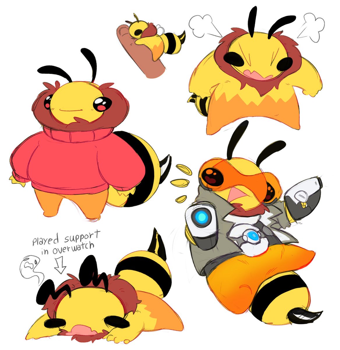 「some dumb doodles of my bee」|Hana 🔞 COMMISSIONS CLOSEDのイラスト