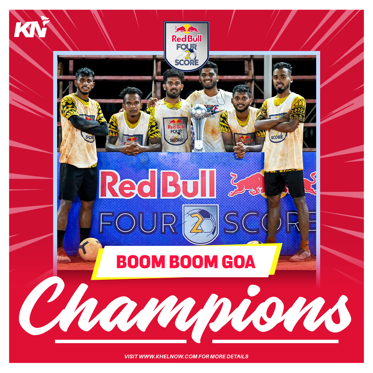 KhelNow's tweet photo. Boom Boom Goa are the national champions of the first edition of @redbull Four 2 Score and will represent India and compete at the Red Bull Four 2 Score World Final at RB Leipzig, Germany later this year!
@redbullindia #Four2Score #RedBull https://t.co/TWz46H6oeG