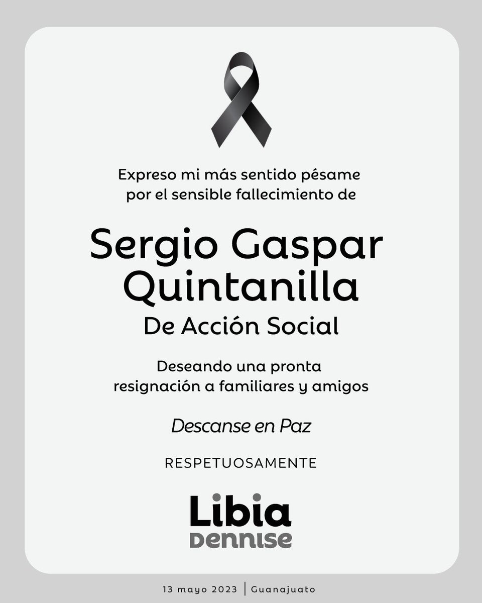 De corazón lamento mucho la pérdida de un amigo y compañero de #AcciónSocial, el abogado Sergio Gaspar Quintanilla.

Mis condolencias a toda su familia y amigos.

Descanse en paz.