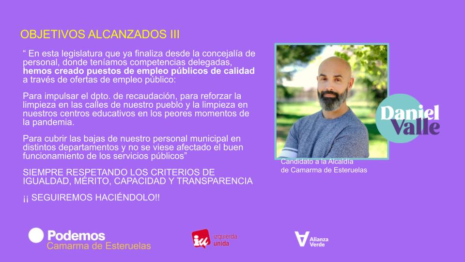 podemoscamarma's tweet photo. Desde #PodemosCamarma hemos apostado por el empleo público y continuaremos haciéndolo.
#ObjetivoAlcanzado
#28M https://t.co/4k9kvB7Fcr