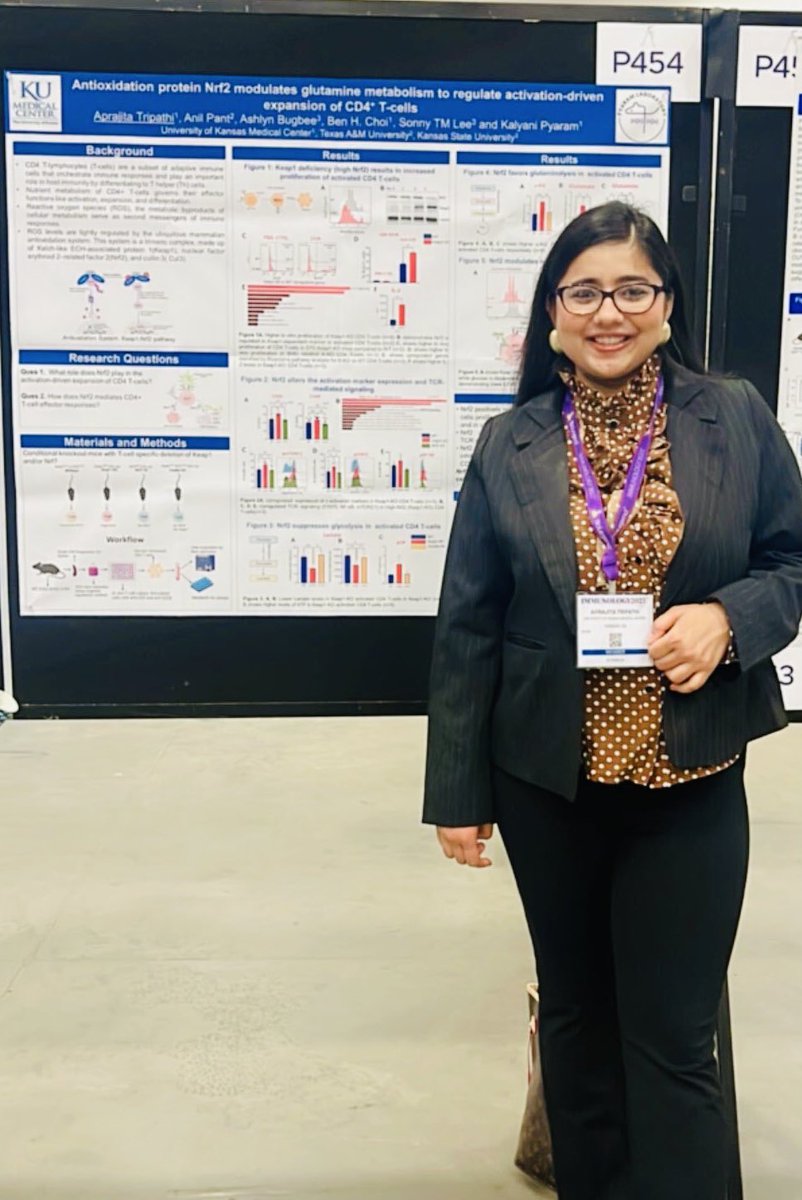 Grad student Aprajita @AprajitaTripat5 now presenting her interesting research on antioxidation  and CD4 T-cell expansion at #AAI2023 @P454 (Saturday). #Pyaramlab
