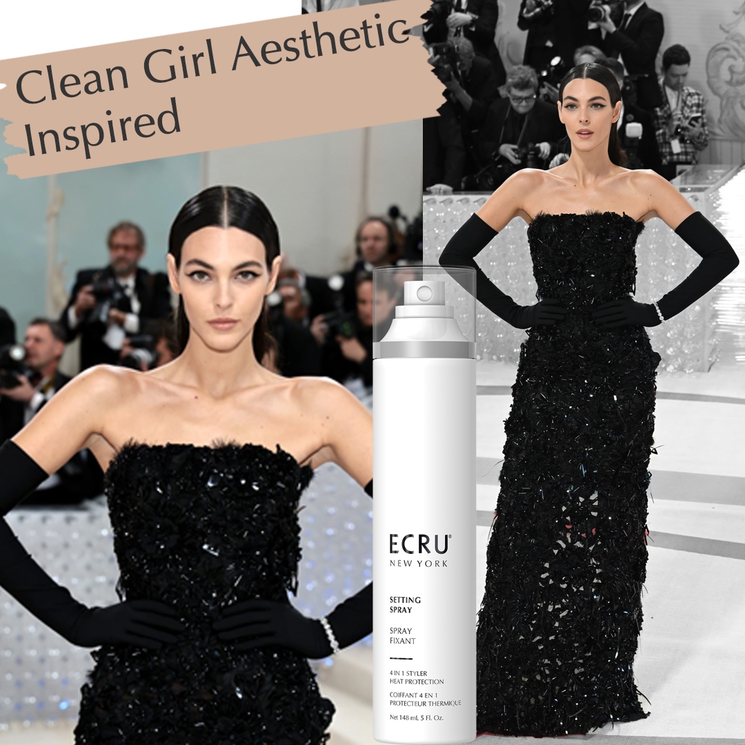 ECRUNewYork's tweet image. SO SLEEK! Clean Girl Aesthetic inspired looks from the Met Gala red carpet that you can get now with Setting Spray. 🌟Long lasting hold &amp;amp; glass-like shine. ⁠
#sleekhair #trendyhair #centerpart #cleangirlaesthetic #hairstyles #getthelook #ecrunewyork